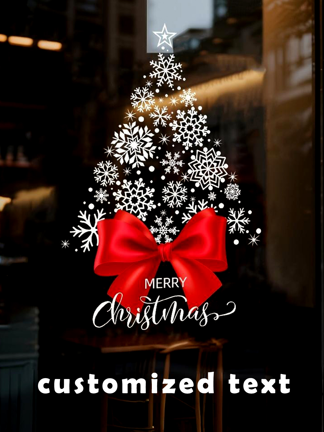Customizable Snowflake Christmas Tree Sticker